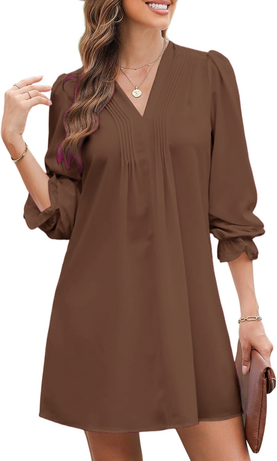 Women's Elegant V-Neck Pleated A-Line Ruffle Sleeve Midi Dress(BUY 2 FREE SHIPPING)