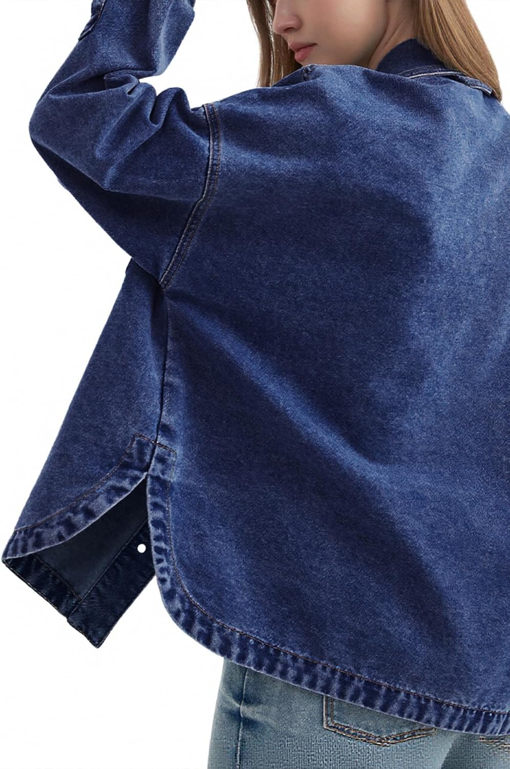 Womens Denim Jacket Wash Jean Jacket Coats With Pockets