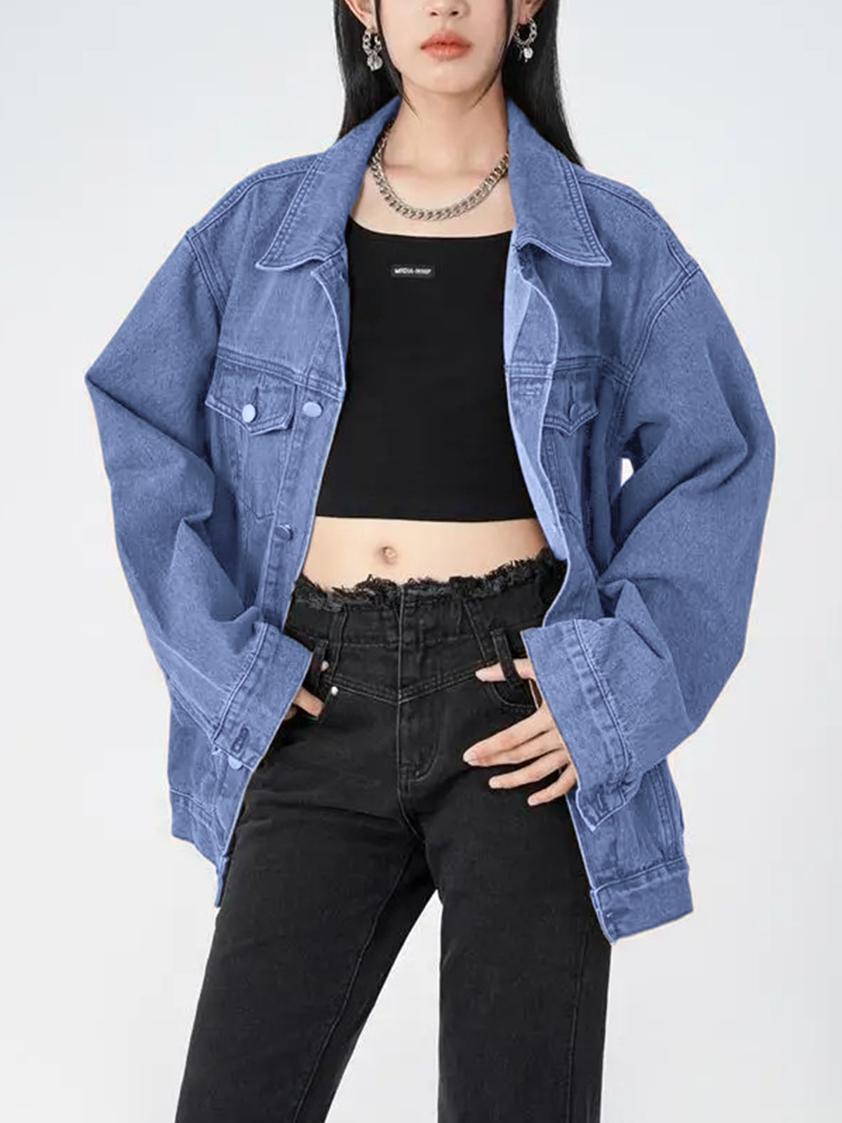 Women's Casual Trendy Button Denim Jacket with Pockets(BUY 2 FREE SHIPPING)