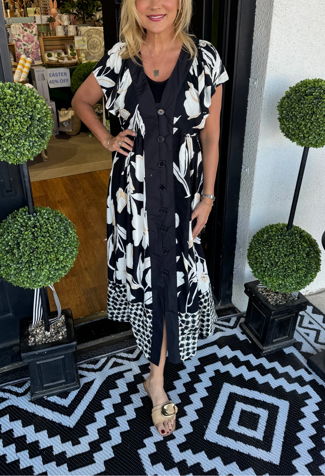 Women's Elegant Printed Button Flowy Midi Dress(Buy 2 Free Shipping)