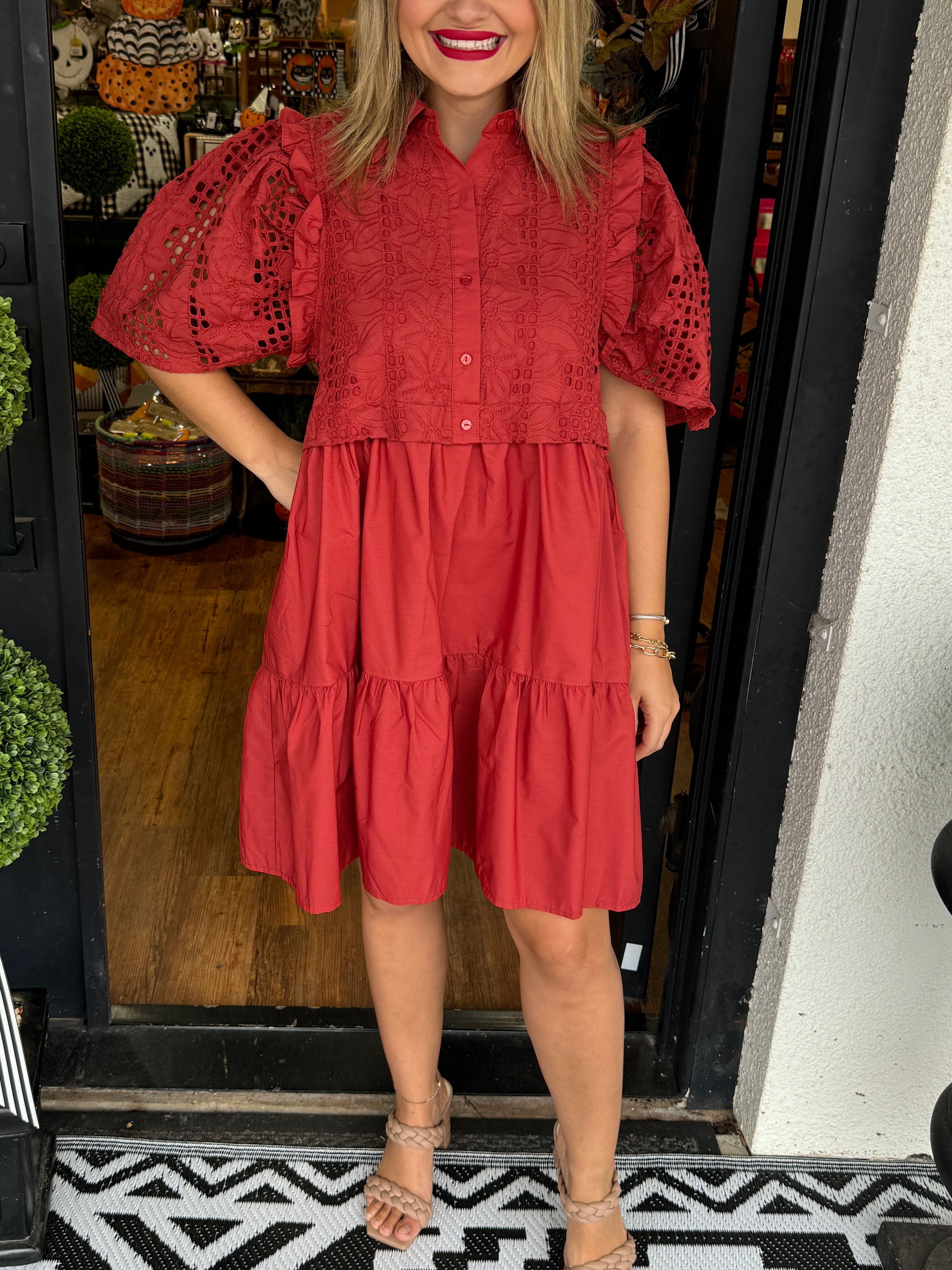 Lace Puff Sleeve Mini Dress (Buy 2 Free Shipping)