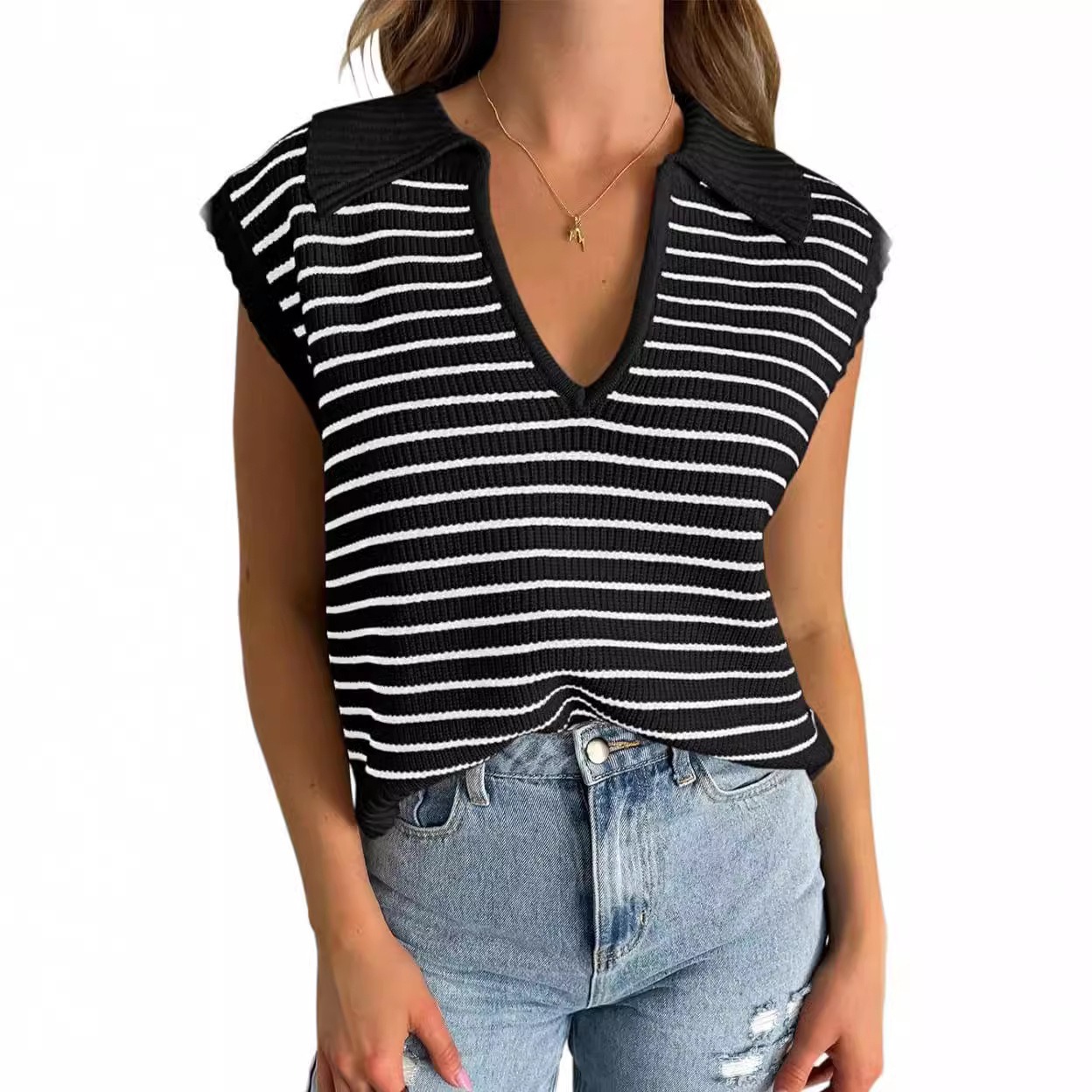 New🔥Women's V-Neck Striped Tank Top