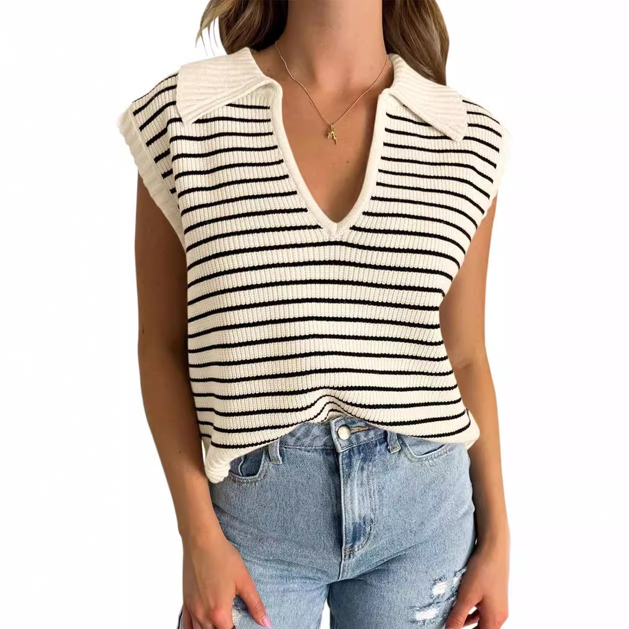 New🔥Women's V-Neck Striped Tank Top