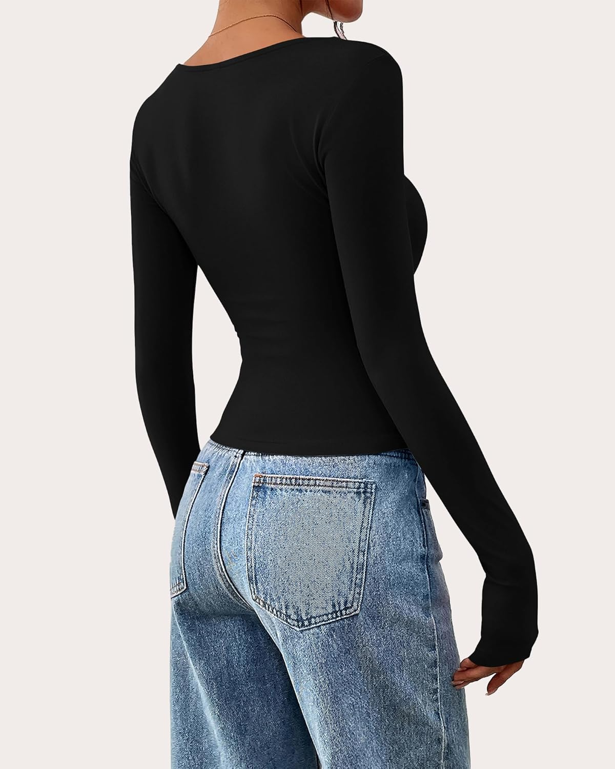 Women Fashion V Neck Knit Ruched Slim Fit Casual Basic Tees