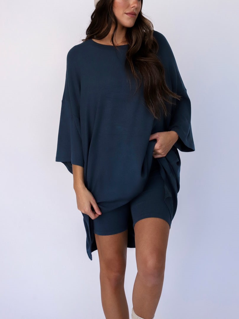 Mid-sleeve Shorts Casual Set