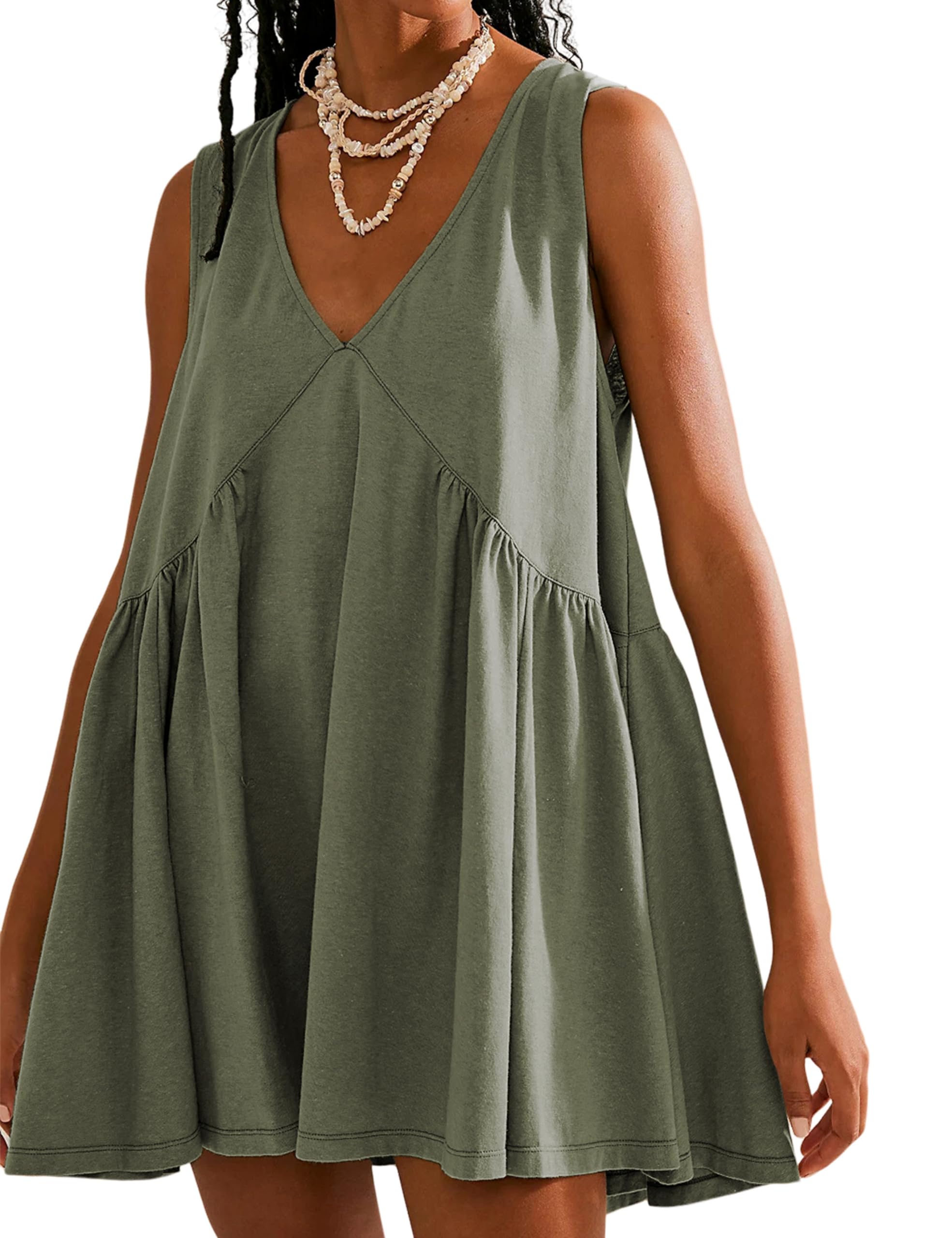 2024 New Women's Summer V-Neck Sleeveless Mini Dress (With Pockets)