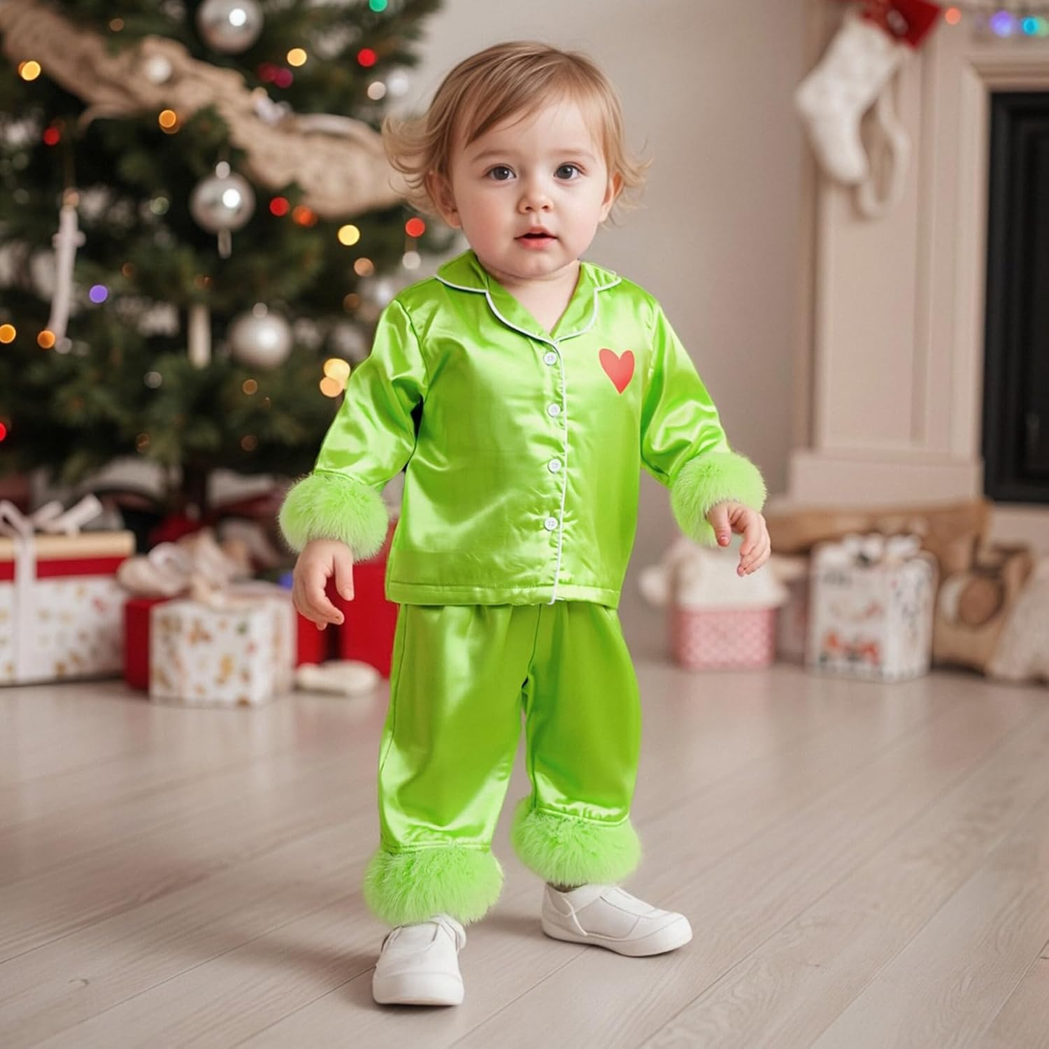 🎄Christmas Sale-Satin Green Holiday Pajama Set