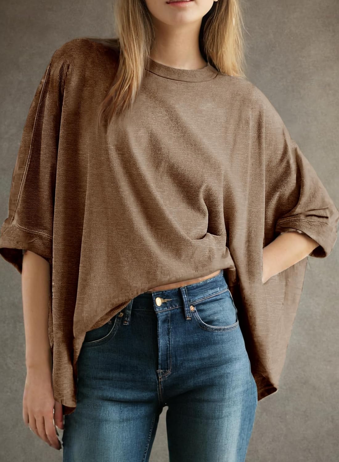 Summer Shirts 2025 Womens Solid T Shirts for Women Loose Oversized Tops Basic Tee(buy 3 free shipping!!!)