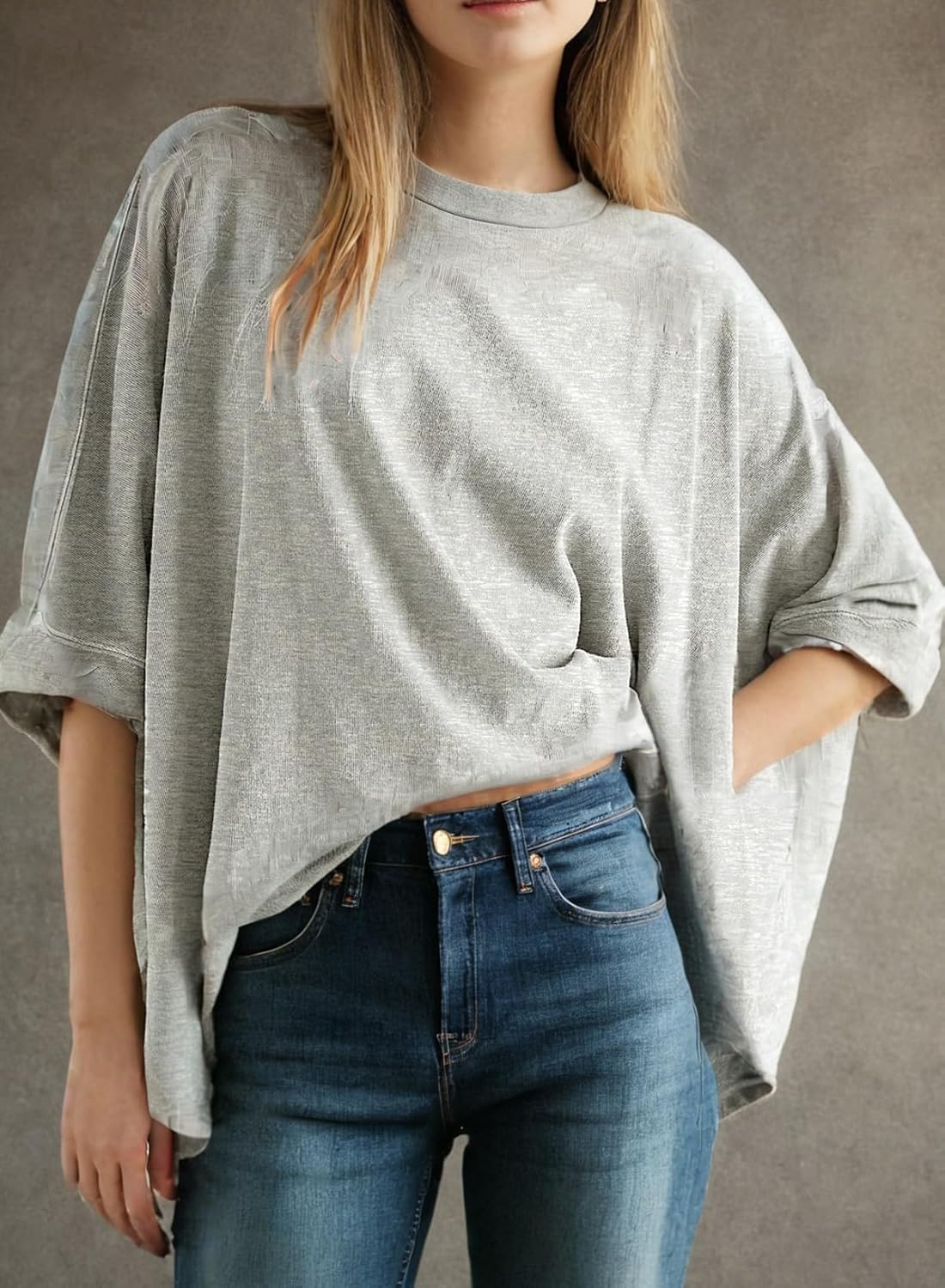 Summer Shirts 2025 Womens Solid T Shirts for Women Loose Oversized Tops Basic Tee(buy 3 free shipping!!!)