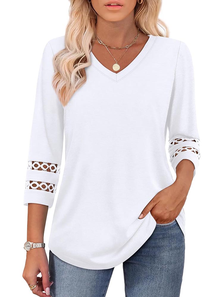 Womens 3/4 Length Sleeve Dressy Casual Blouses