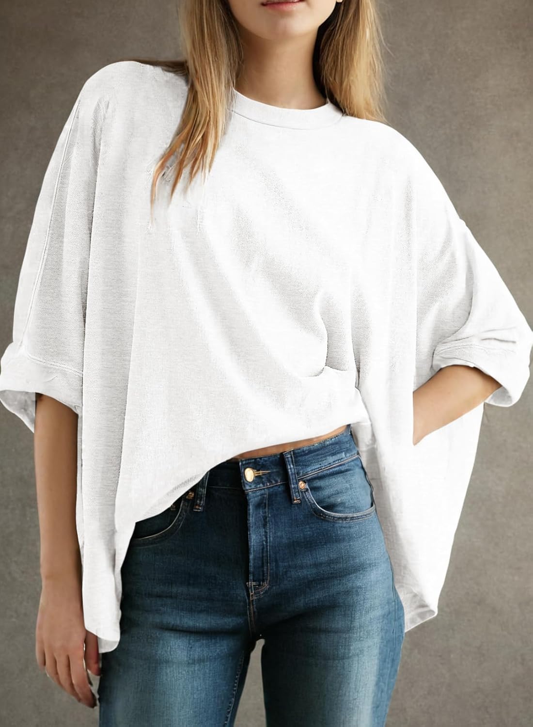 Summer Shirts 2025 Womens Solid T Shirts for Women Loose Oversized Tops Basic Tee(buy 3 free shipping!!!)