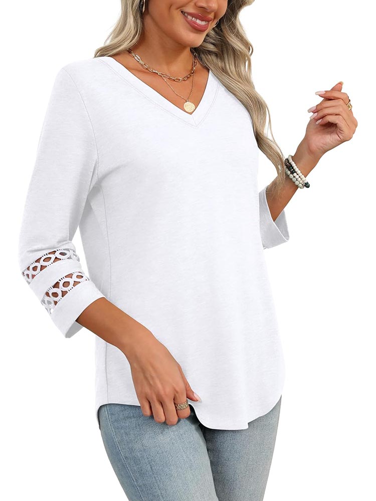 Womens 3/4 Length Sleeve Dressy Casual Blouses