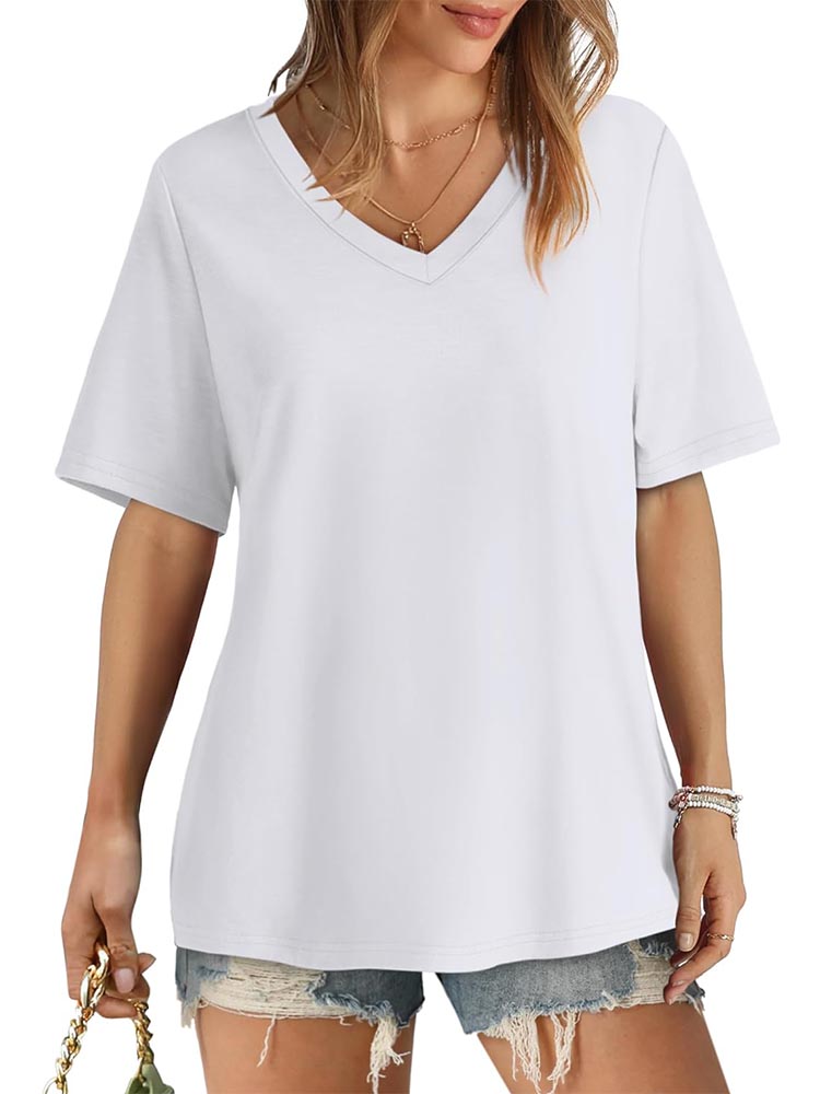 Womens V Neck Short Sleeve T Shirts (BUY 3 FREE SHIPPING)