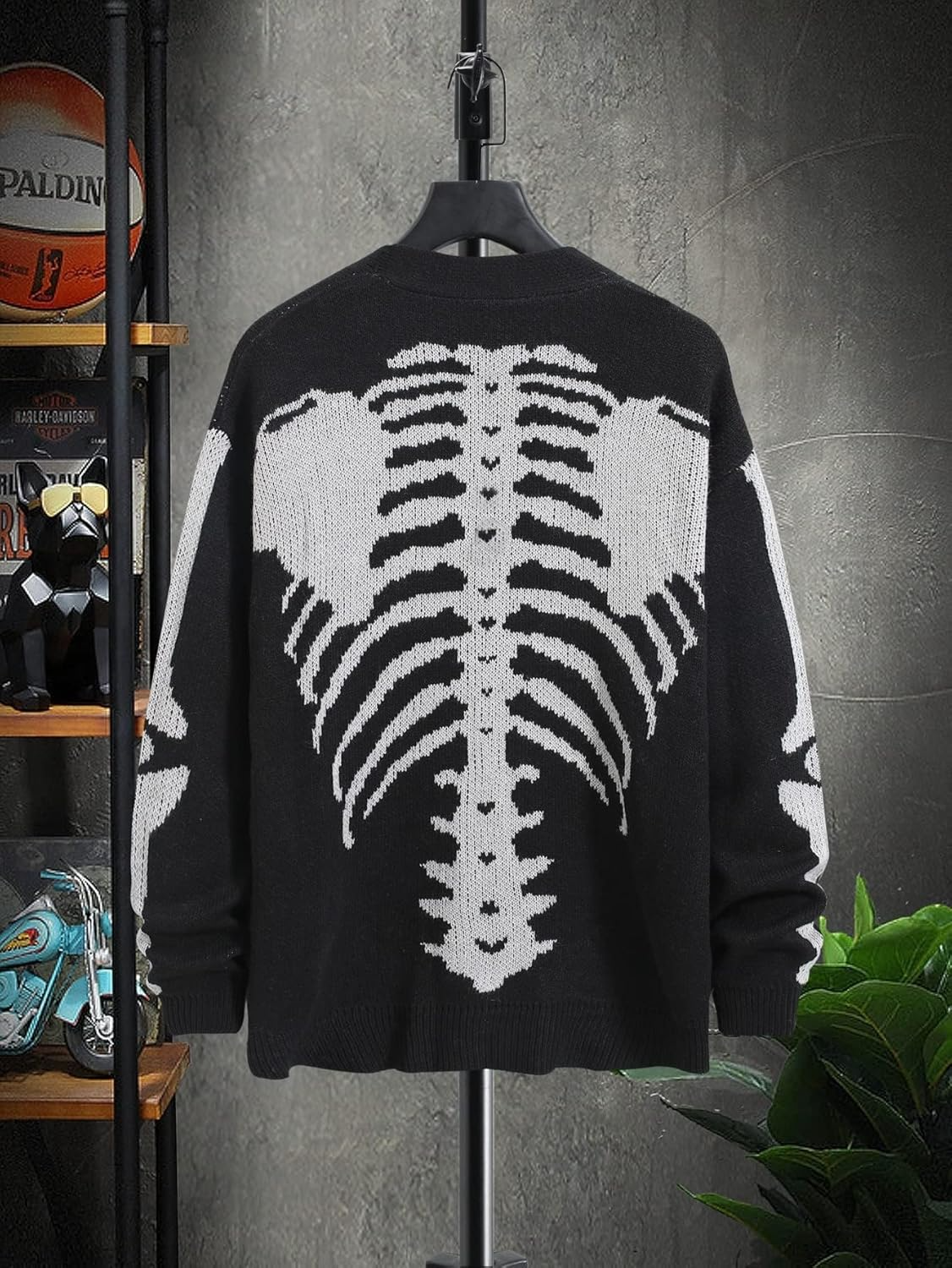 Halloween Skeleton Pattern Button Fly Cardigan