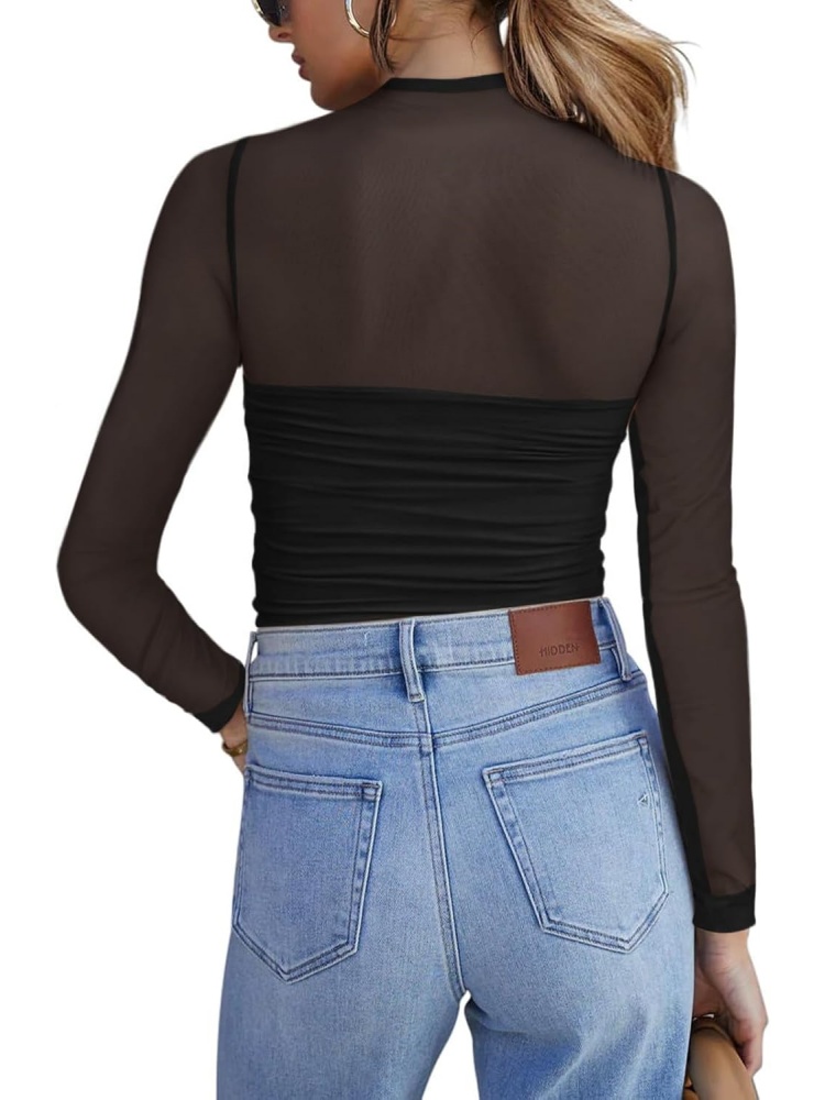 Women's Mesh Sheer Long Sleeve Top (buy 3 free shipping)