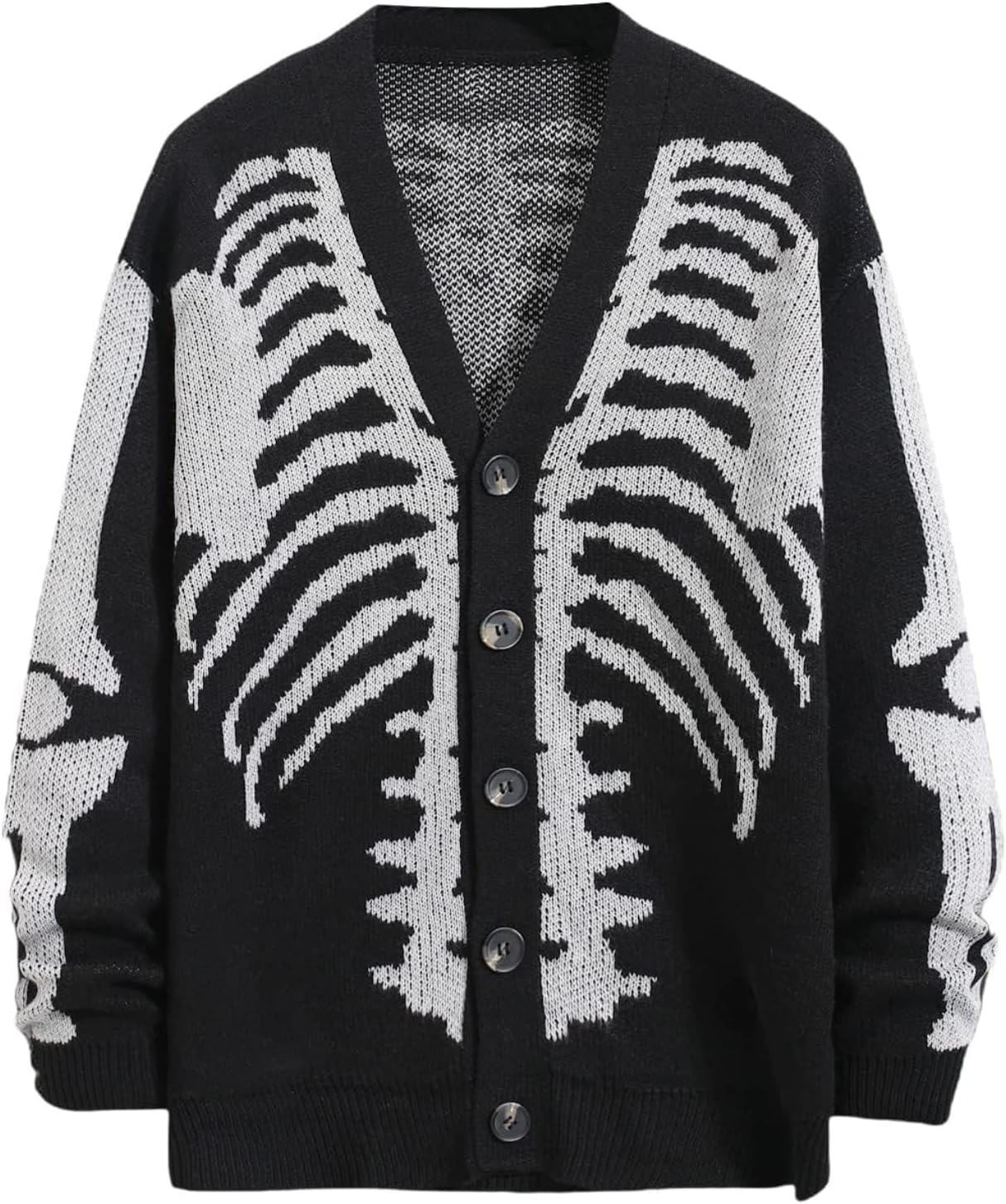 Halloween Skeleton Pattern Button Fly Cardigan