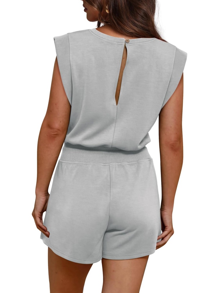 Women's Cap Sleeve Adjustable Drawstring Waistband Rompers with Pockets (BUY 2 FREE SHIPPING)
