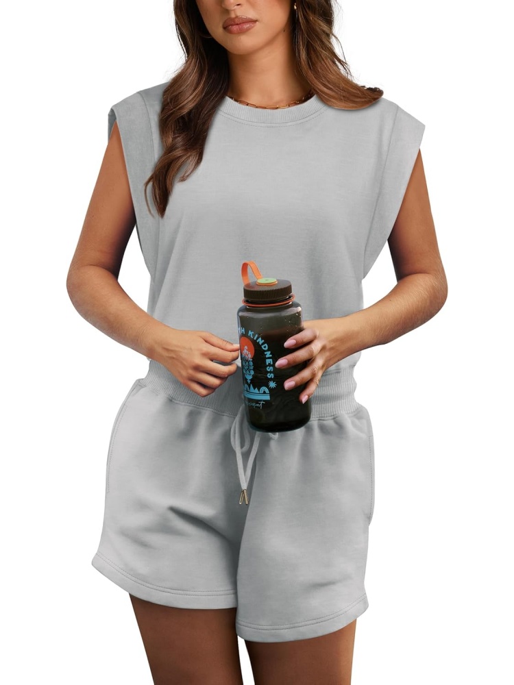 Women's Cap Sleeve Adjustable Drawstring Waistband Rompers with Pockets (BUY 2 FREE SHIPPING)