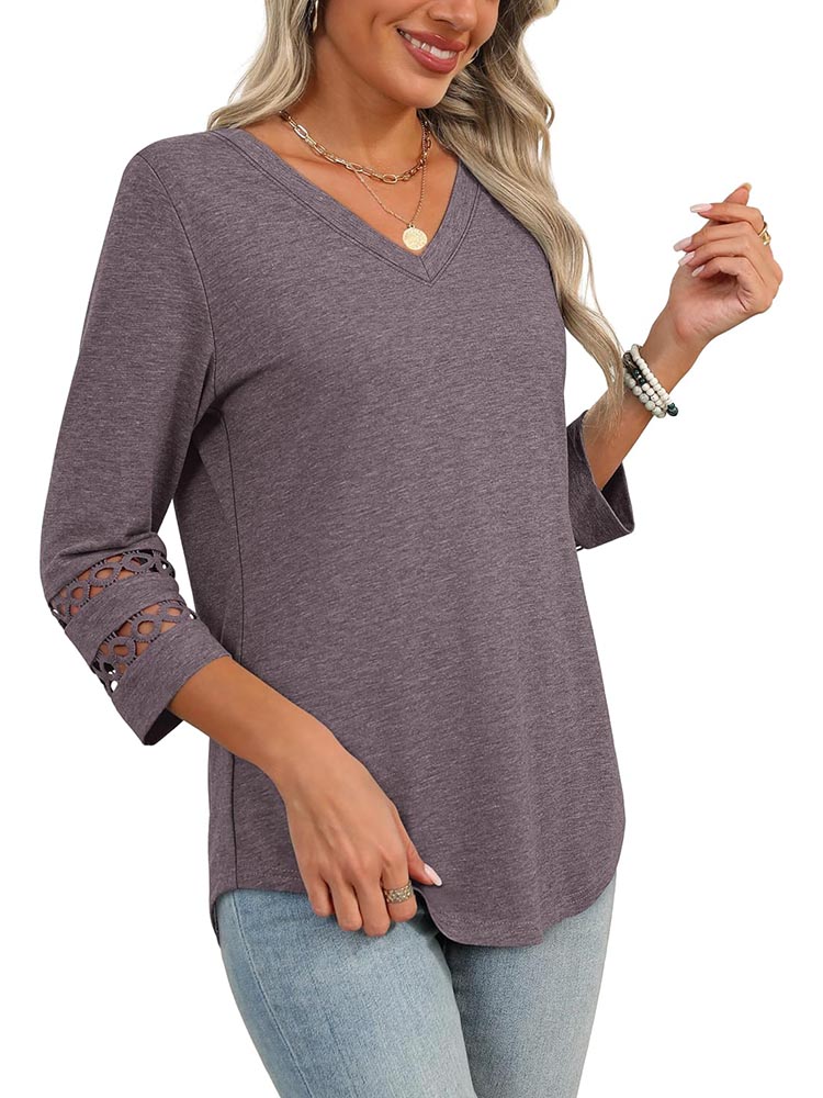 Womens 3/4 Length Sleeve Dressy Casual Blouses