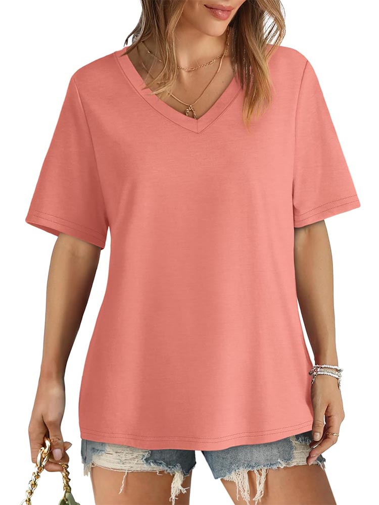 Womens V Neck Short Sleeve T Shirts (BUY 3 FREE SHIPPING)