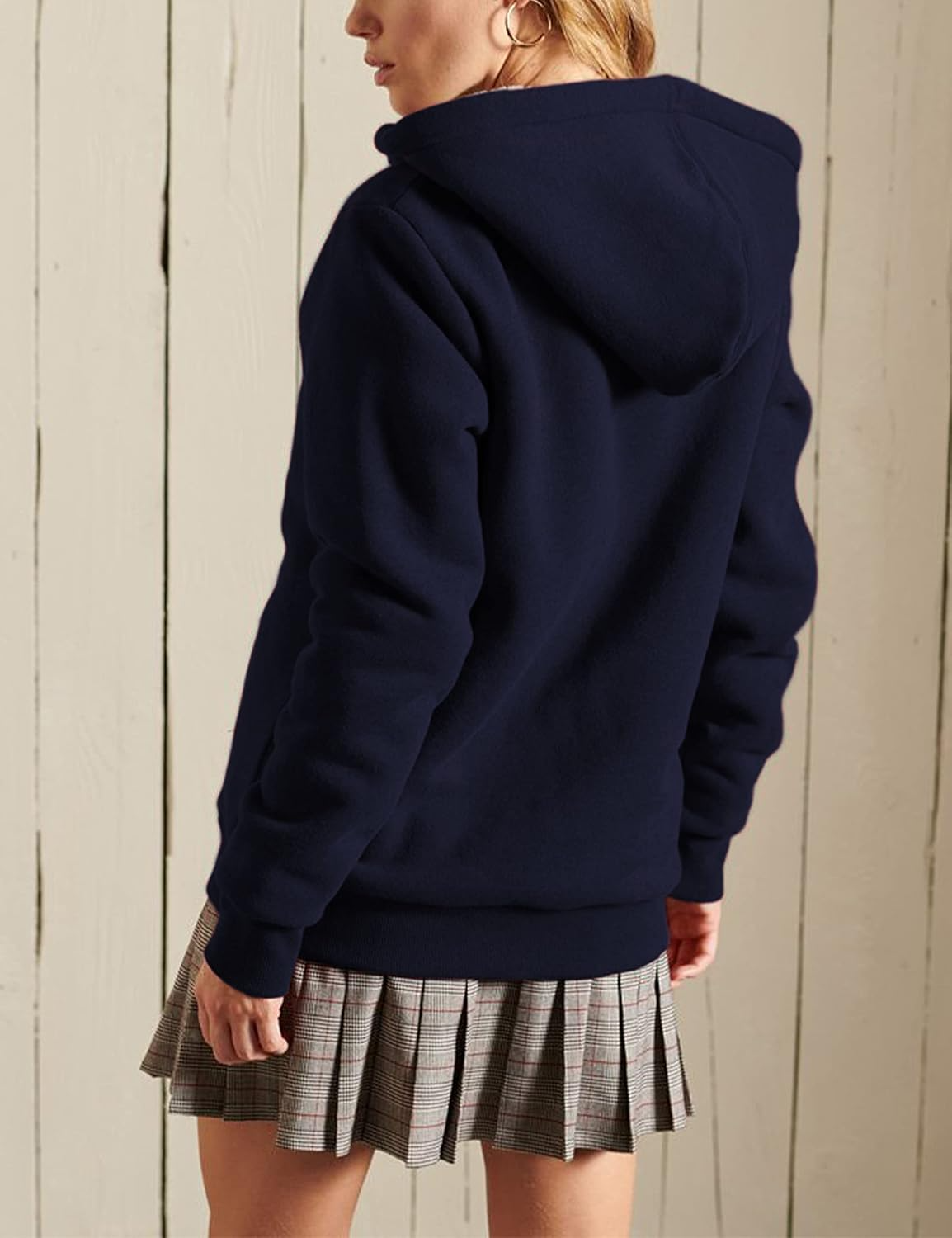 Women's Casual Full Zip Up Sherpa Lined Hoodie Sweatshirt Jacket Coat