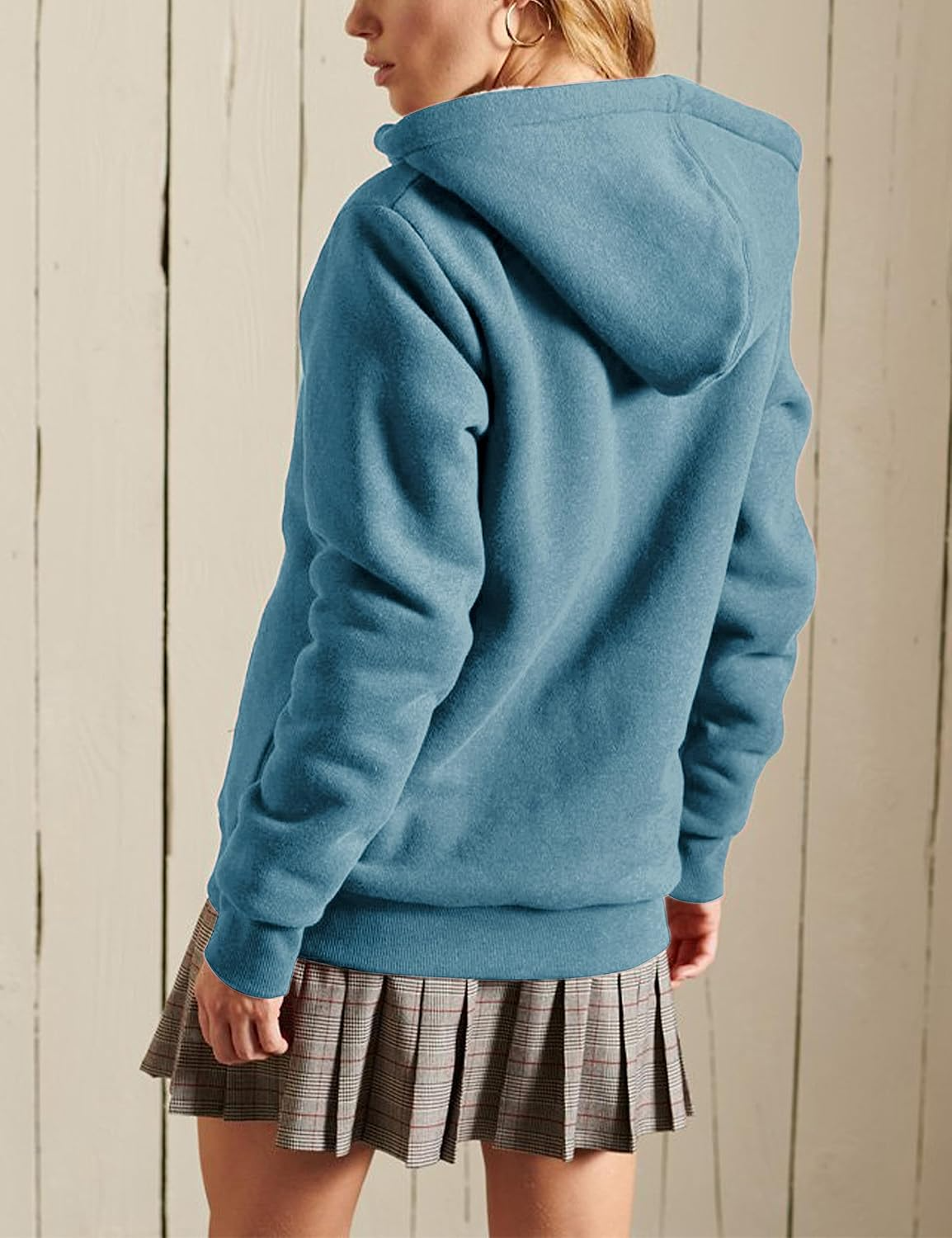 Women's Casual Full Zip Up Sherpa Lined Hoodie Sweatshirt Jacket Coat