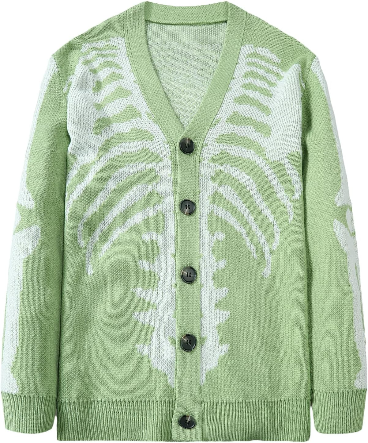 Halloween Skeleton Pattern Button Fly Cardigan