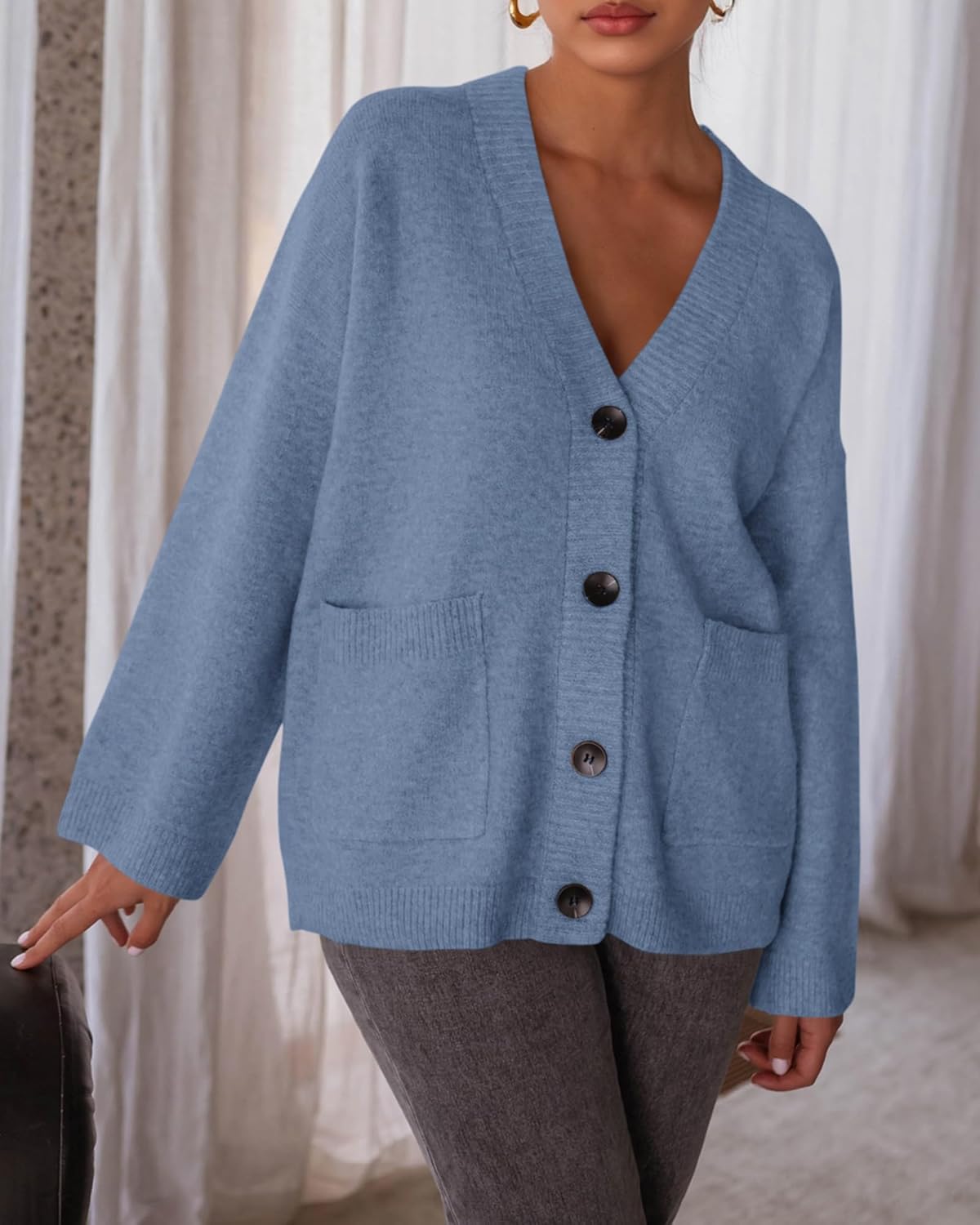 Women's Button Down Cardigan Loose Sweater (buy 2 free shipping)