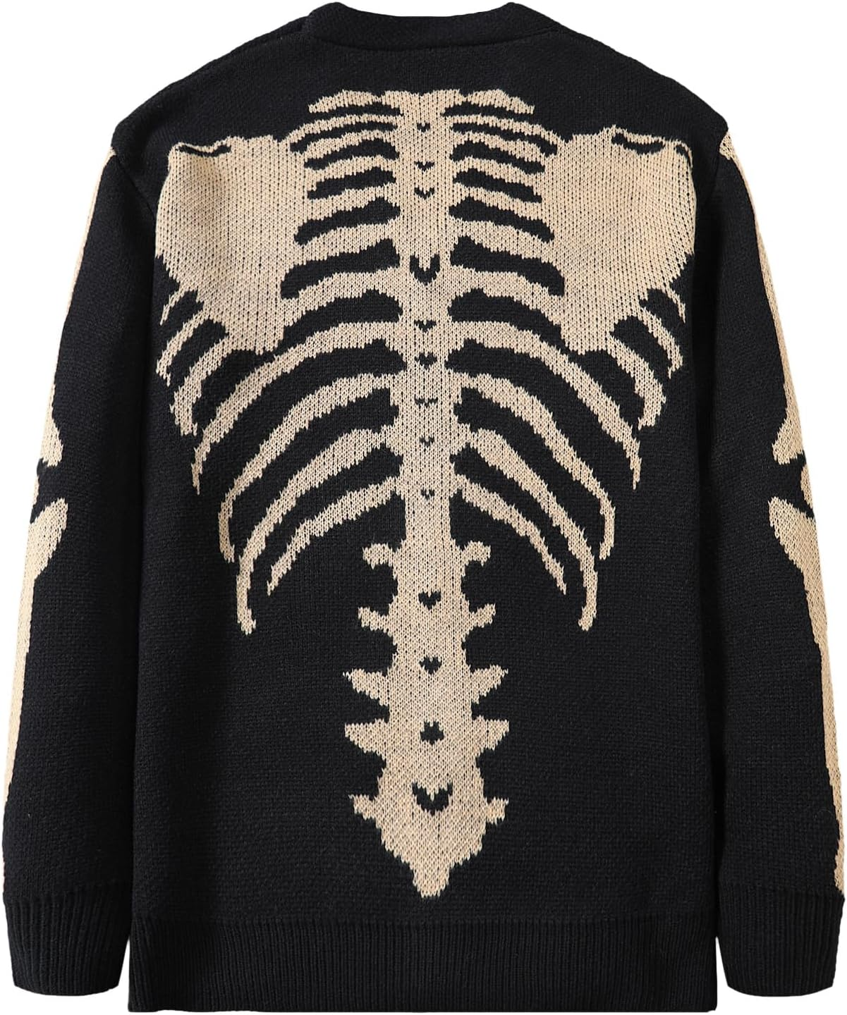 Halloween Skeleton Pattern Button Fly Cardigan