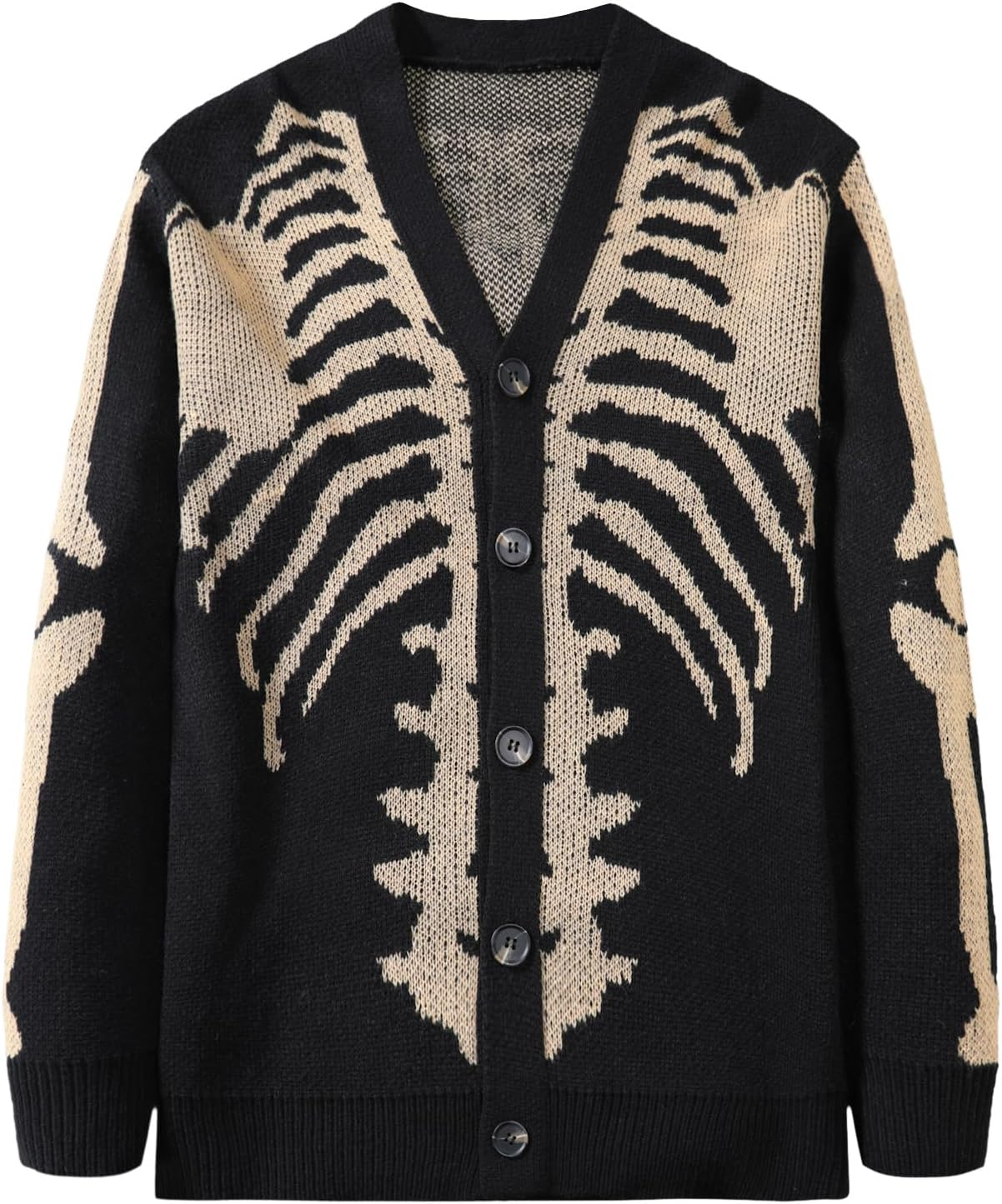 Halloween Skeleton Pattern Button Fly Cardigan