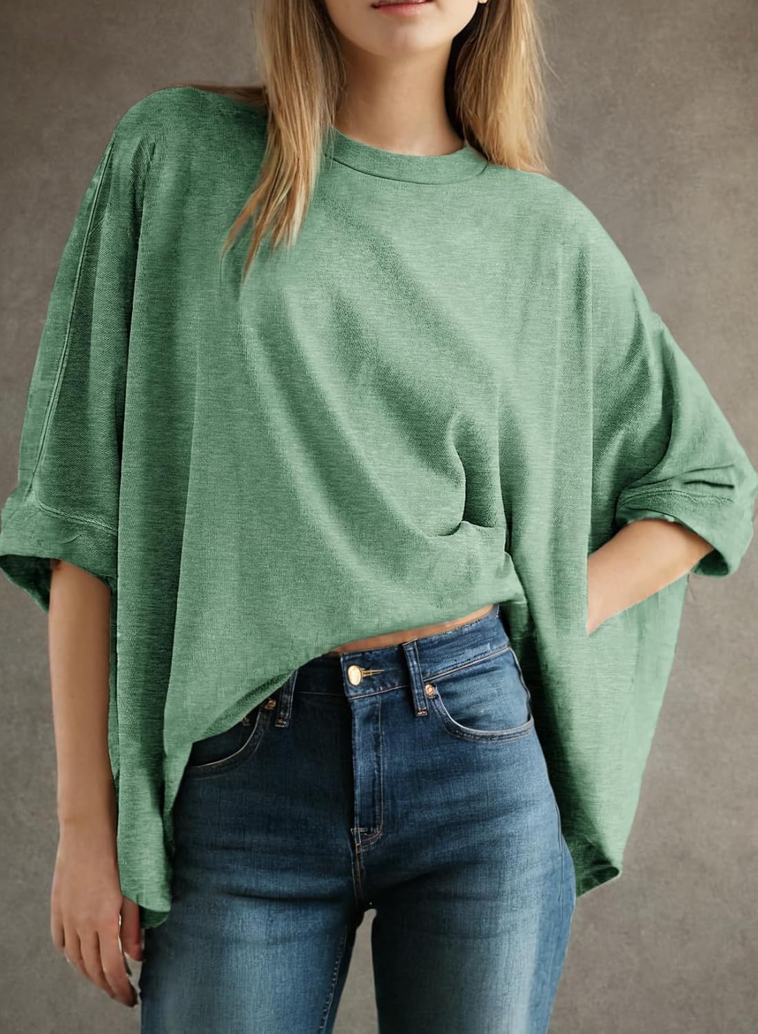 Summer Shirts 2025 Womens Solid T Shirts for Women Loose Oversized Tops Basic Tee(buy 3 free shipping!!!)