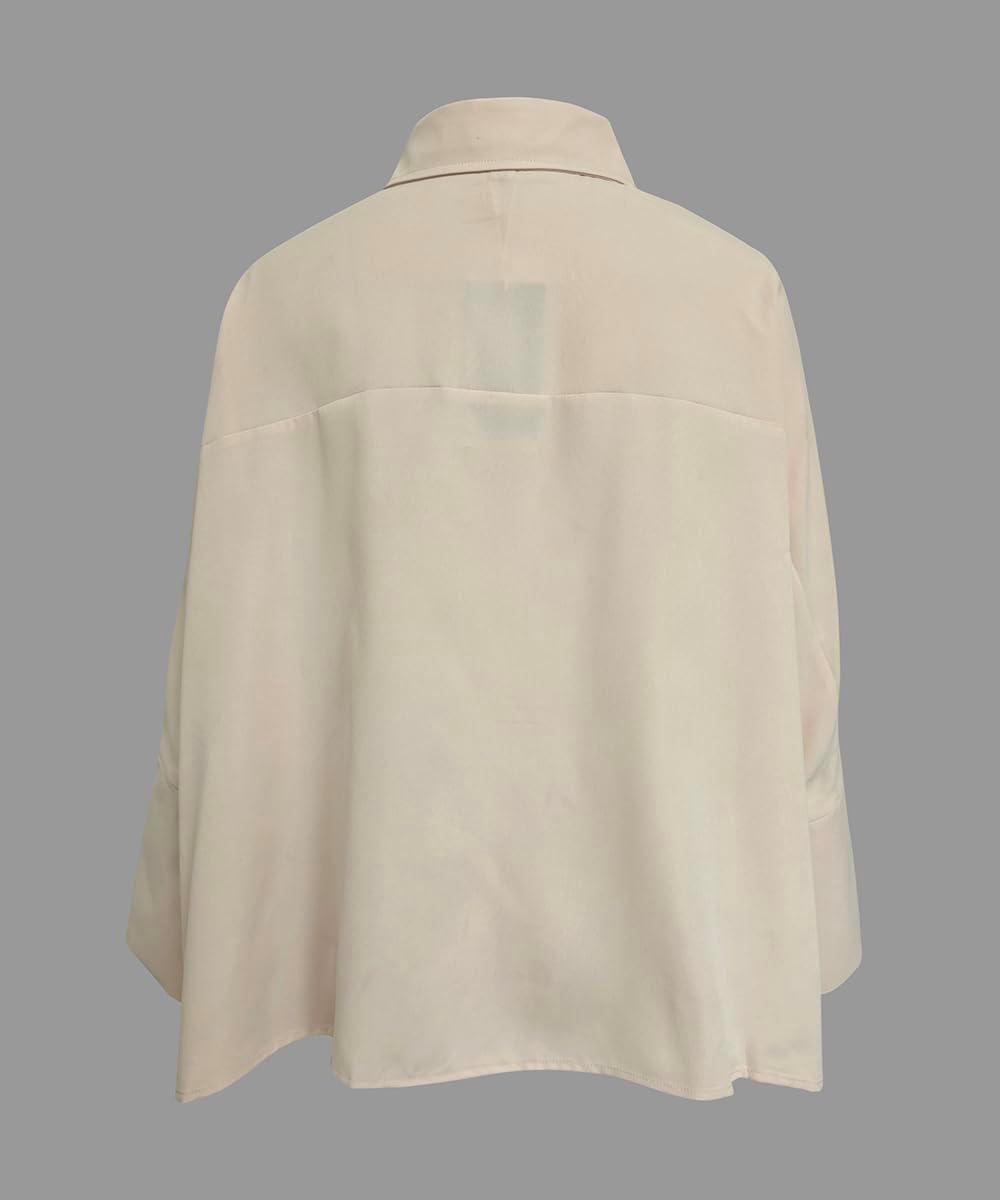 Womens Cotton Casual 3/4 Sleeve Loose Fit Collared Work Blouse Tops