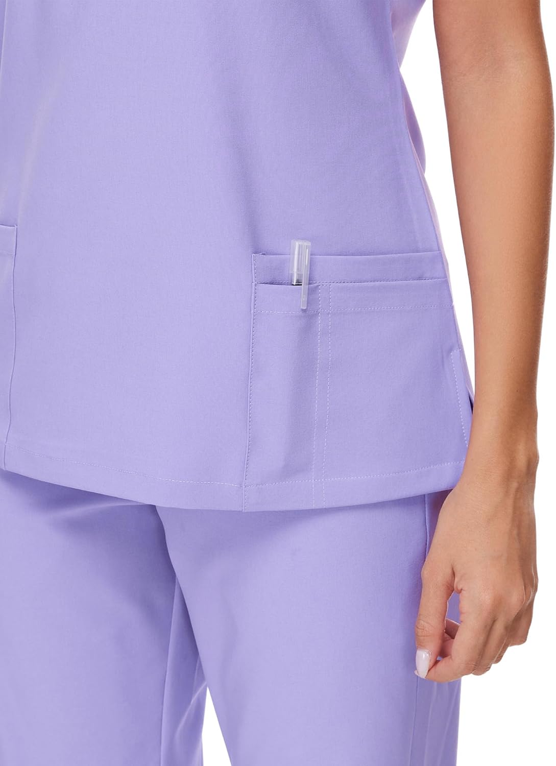 Womens Stretch V-Neck Scrub Top & Jogger Pant Set with 8 Pockets