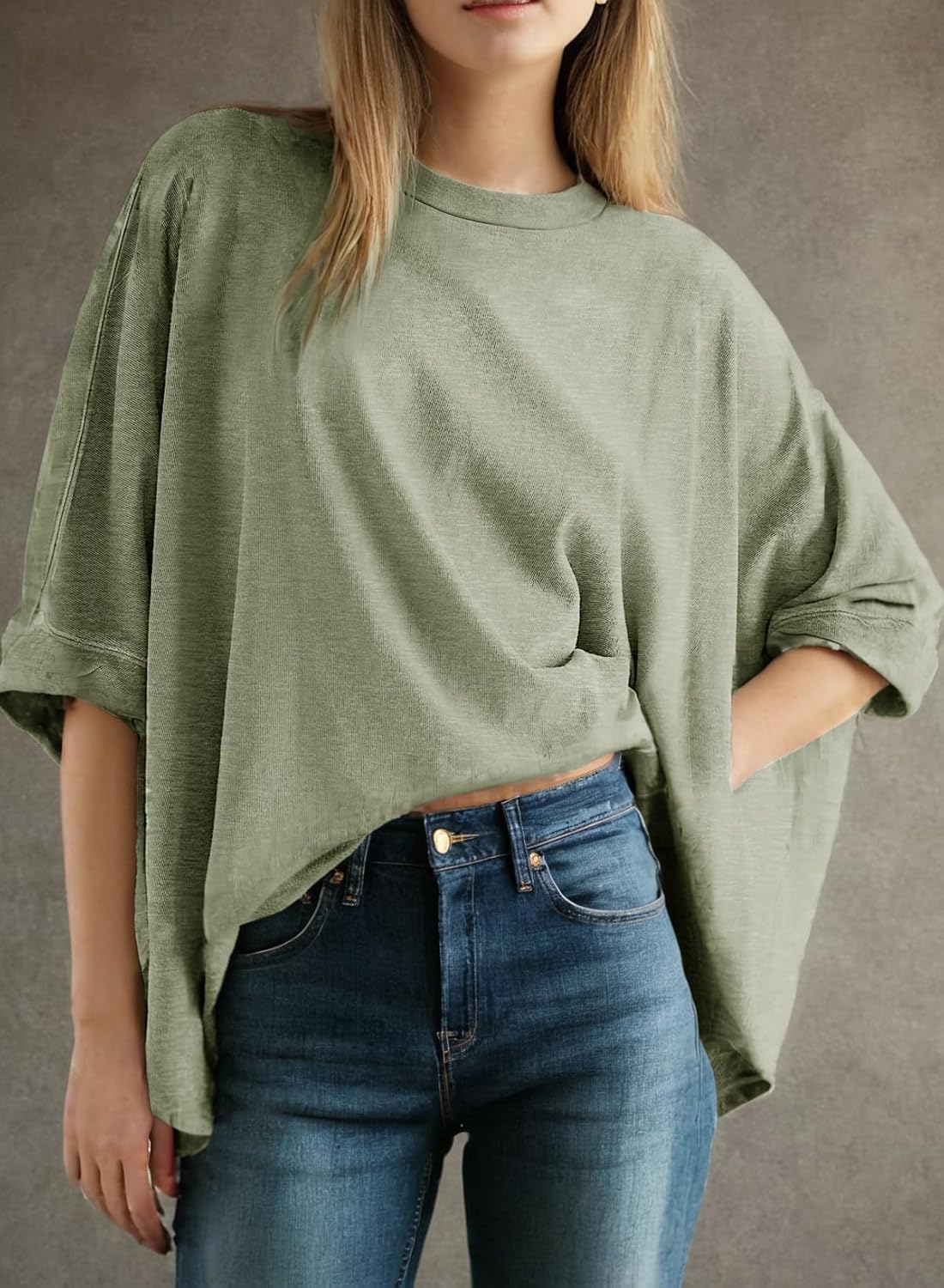 Summer Shirts 2025 Womens Solid T Shirts for Women Loose Oversized Tops Basic Tee(buy 3 free shipping!!!)