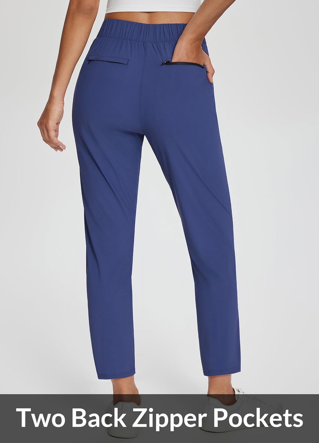 Womens Travel Pants Lightweight Stretch with Zipper Pockets