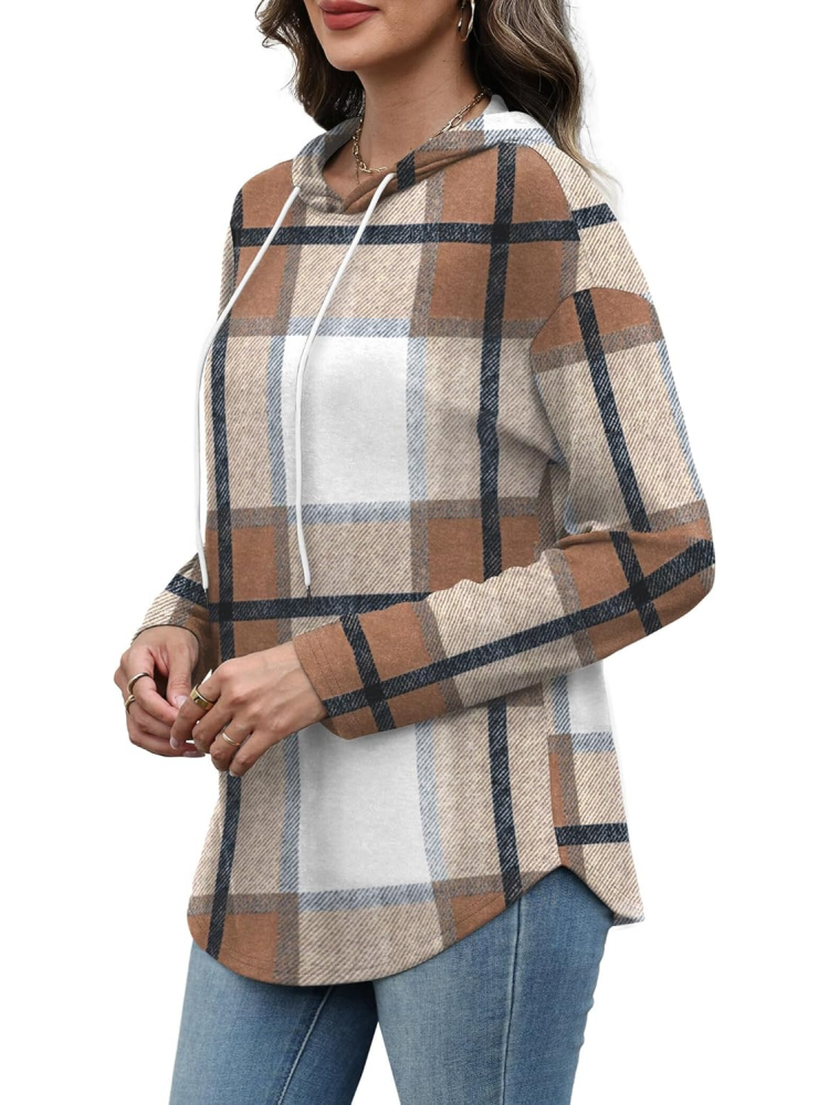 Womens Long Sleeve Plaid Oversized Hoodies