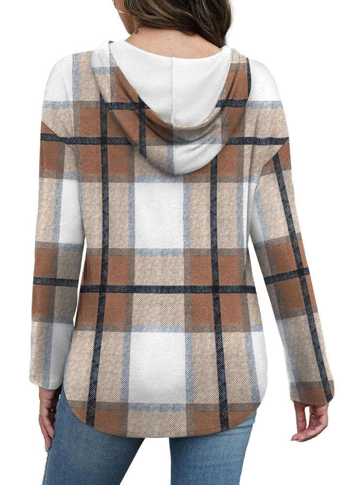 Womens Long Sleeve Plaid Oversized Hoodies