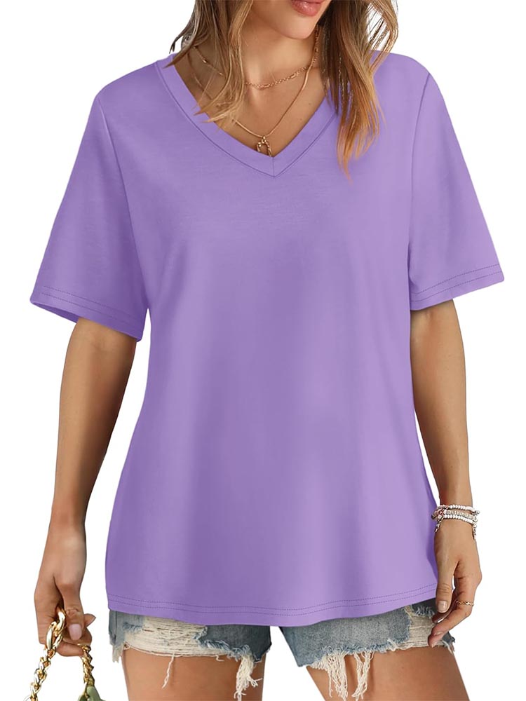 Womens V Neck Short Sleeve T Shirts (BUY 3 FREE SHIPPING)