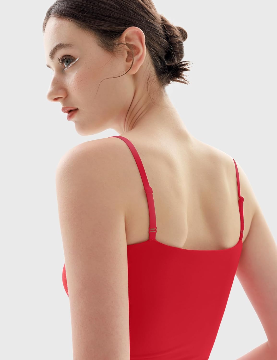 Women's Square Neck Adjustable Spaghetti Straps Basic Tank Top