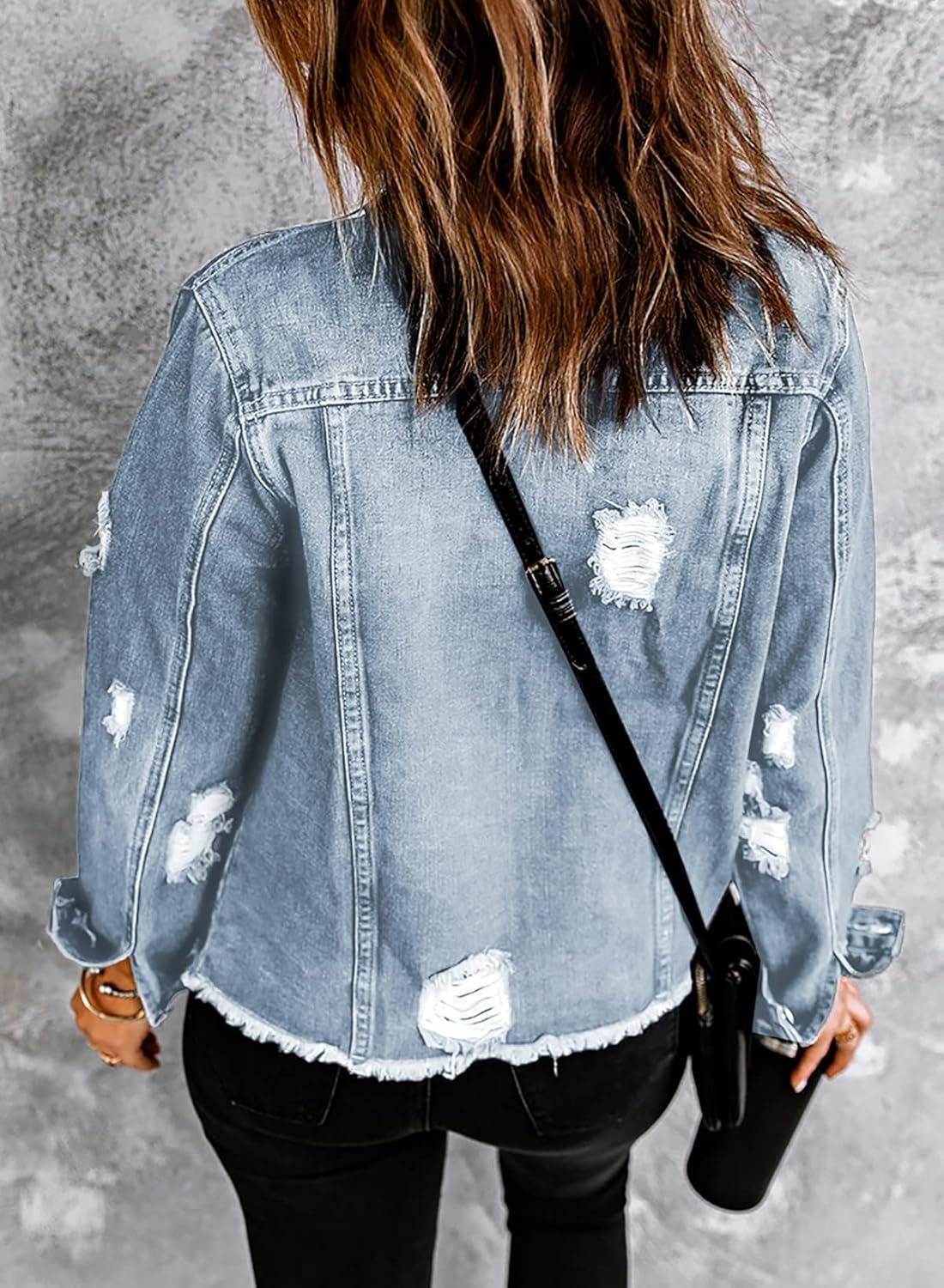 Womens Boyfriend Washed Crop Denim Jean Jacket Coat