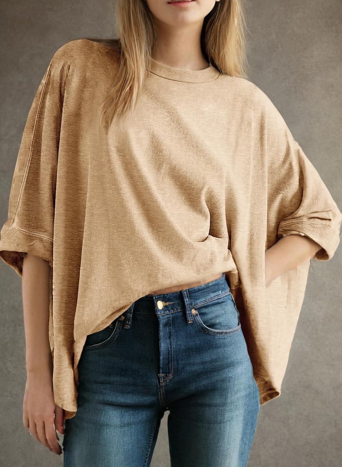 Summer Shirts 2025 Womens Solid T Shirts for Women Loose Oversized Tops Basic Tee(buy 3 free shipping!!!)