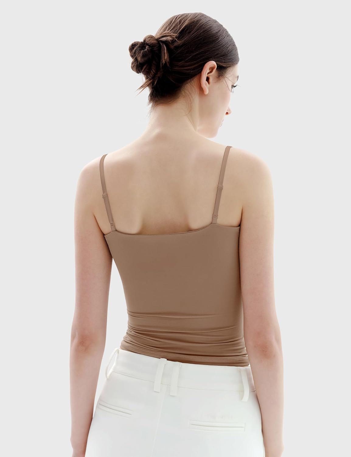 Women's Square Neck Adjustable Spaghetti Straps Basic Tank Top