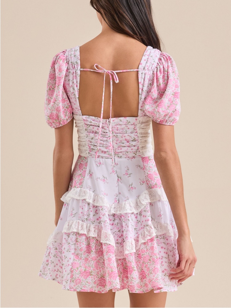 Womens Summer Ruffle Sleeve Floral Mini Dress (BUY 2 FREE SHIPPING)