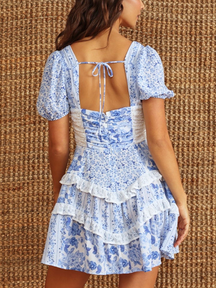 Womens Summer Ruffle Sleeve Floral Mini Dress (BUY 2 FREE SHIPPING)