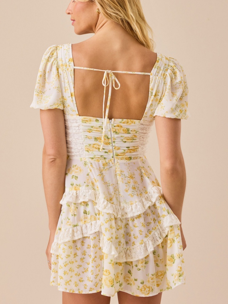 Womens Summer Ruffle Sleeve Floral Mini Dress (BUY 2 FREE SHIPPING)