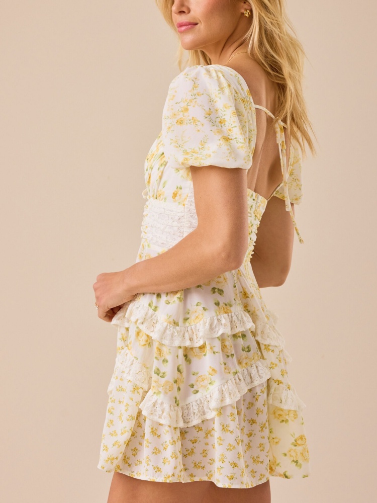 Womens Summer Ruffle Sleeve Floral Mini Dress (BUY 2 FREE SHIPPING)