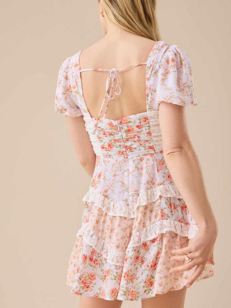 Womens Summer Ruffle Sleeve Floral Mini Dress (BUY 2 FREE SHIPPING)