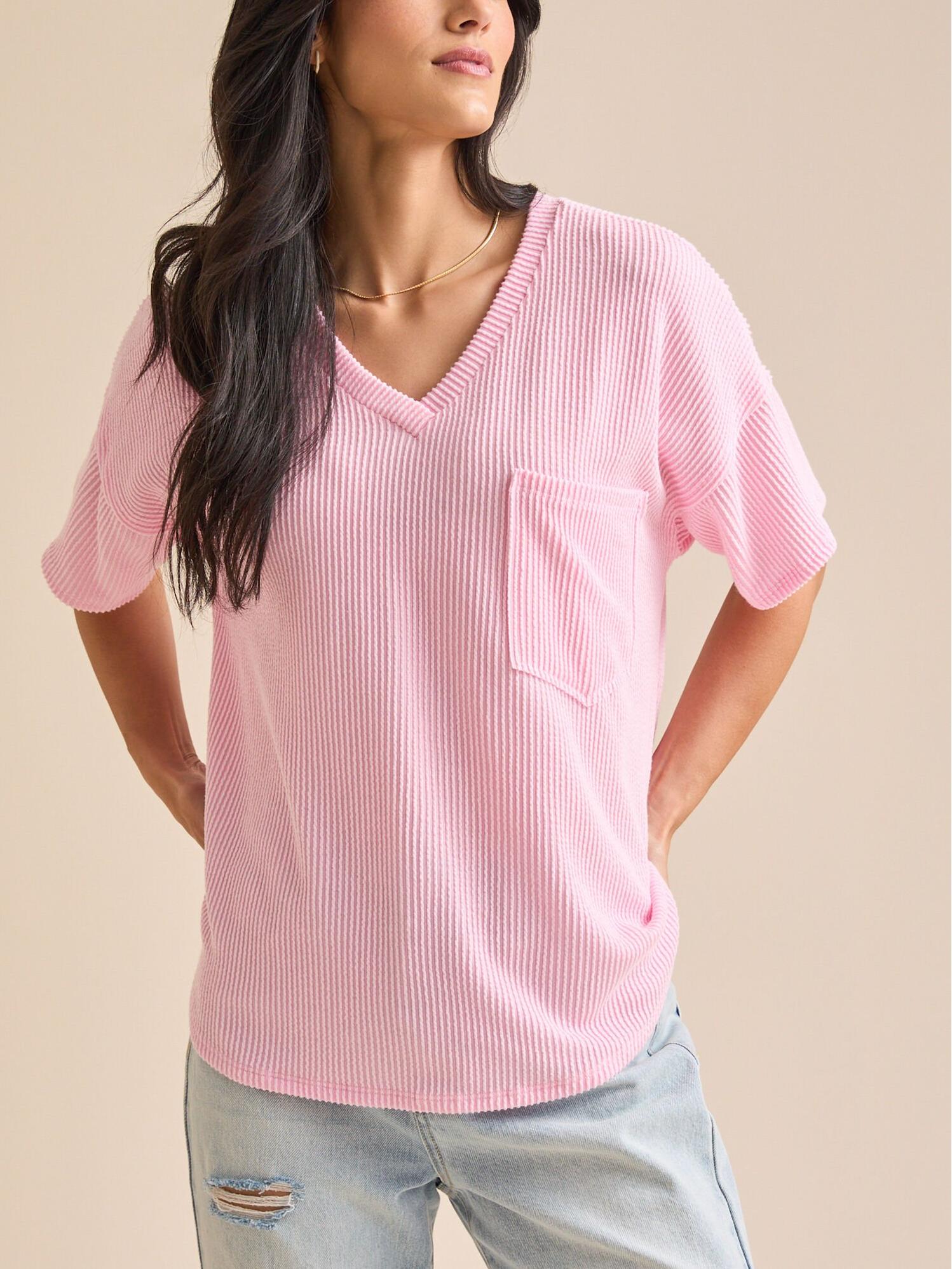 Women's Summer Ribbed Tunic Top