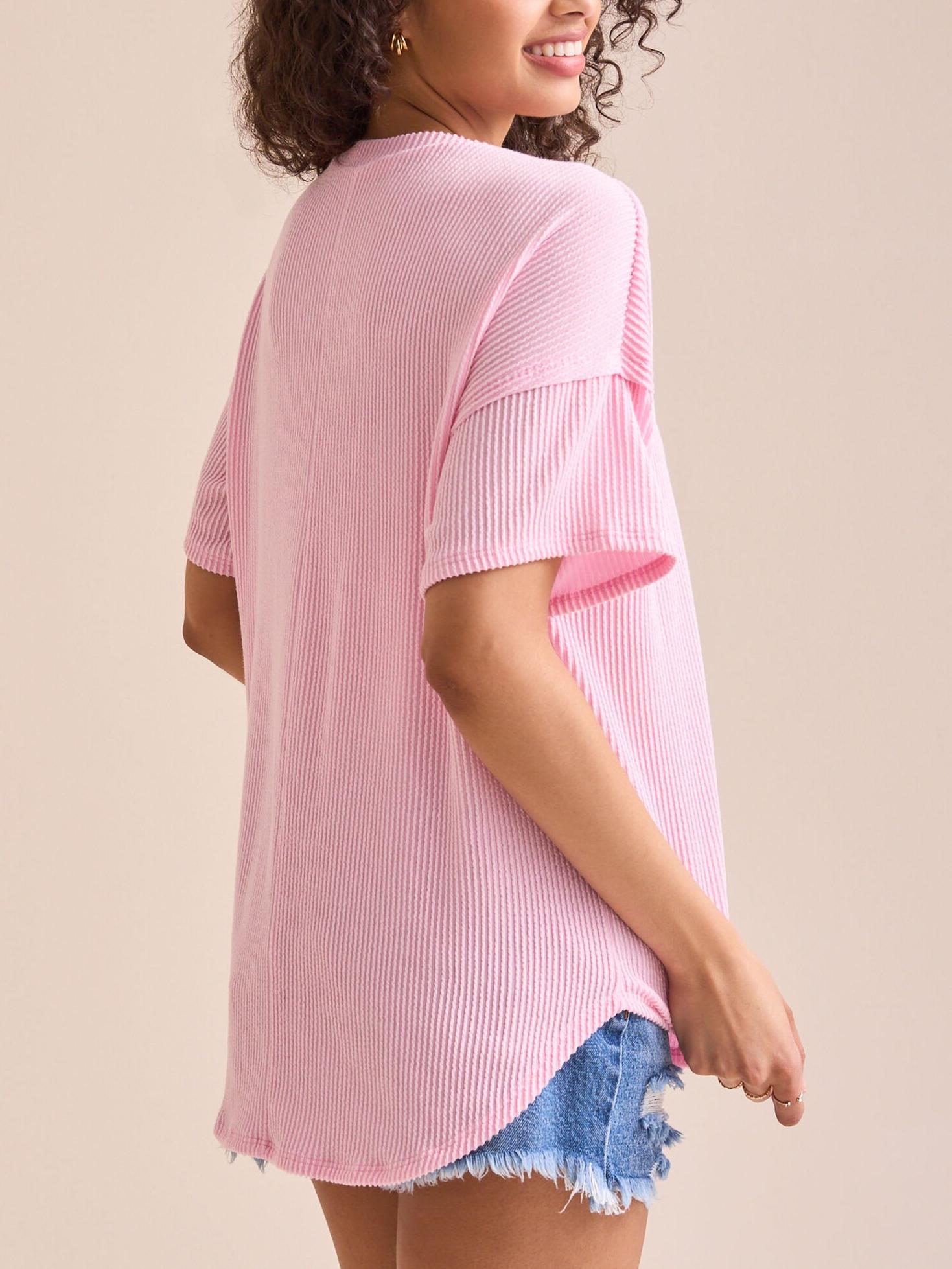 Women's Summer Ribbed Tunic Top