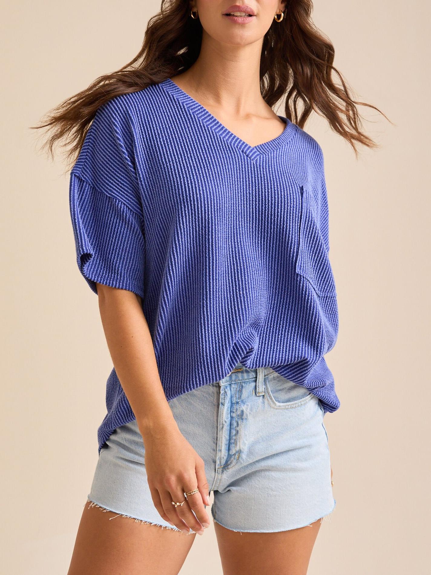 Women's Summer Ribbed Tunic Top